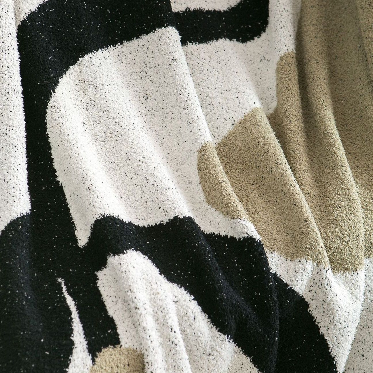 抽象柄モダンアート北欧風ボアブランケット