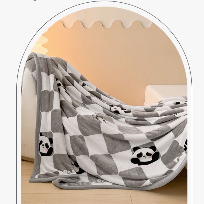 ブランケット ほっこりかわいい動物と果物柄のなめらかブランケット