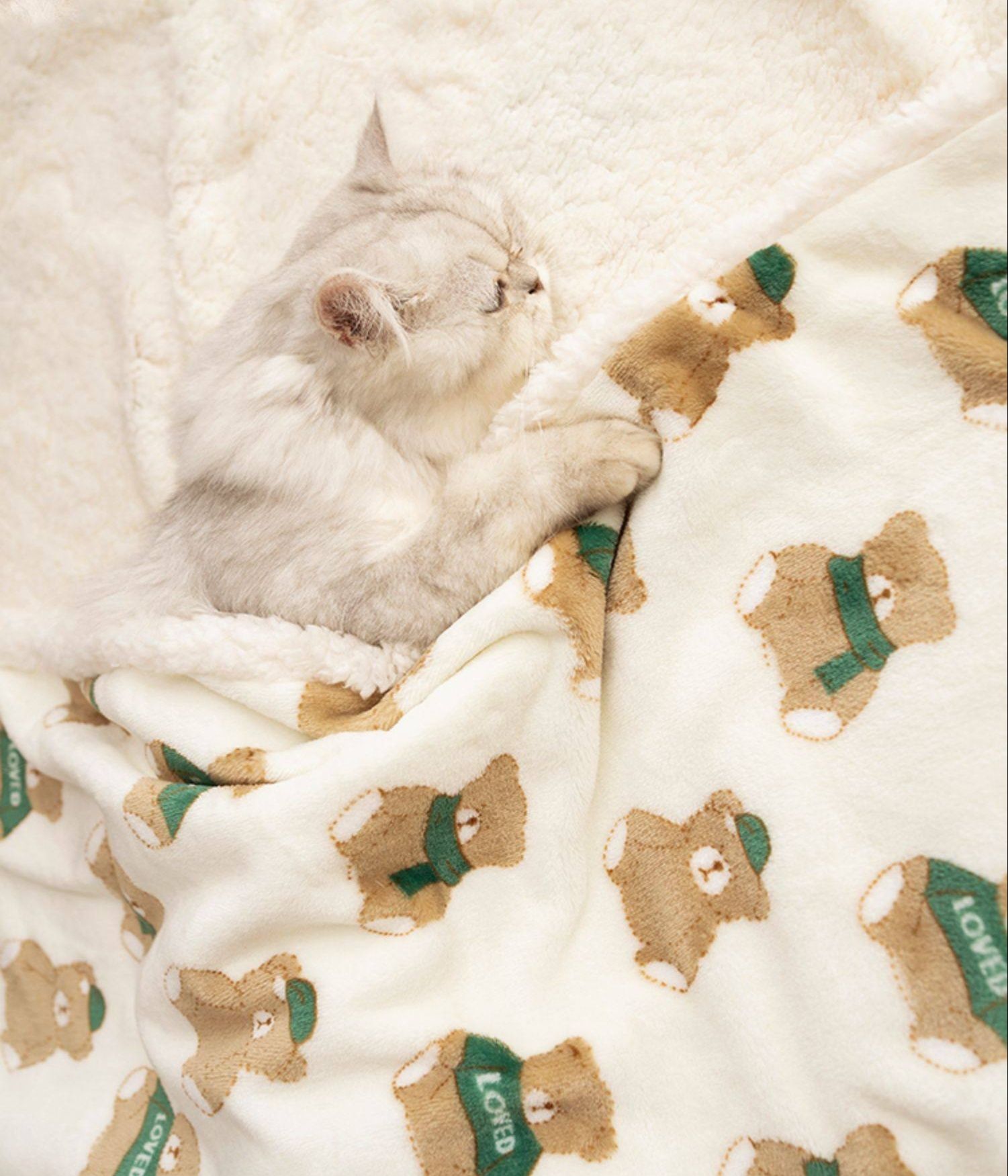 ブランケット 愛されくまちゃん柄もこもこ両面ブランケット