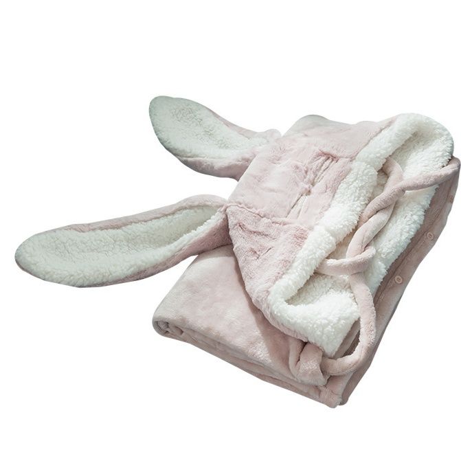 ブランケット うさぎ耳フード付きもこもこ着る毛布