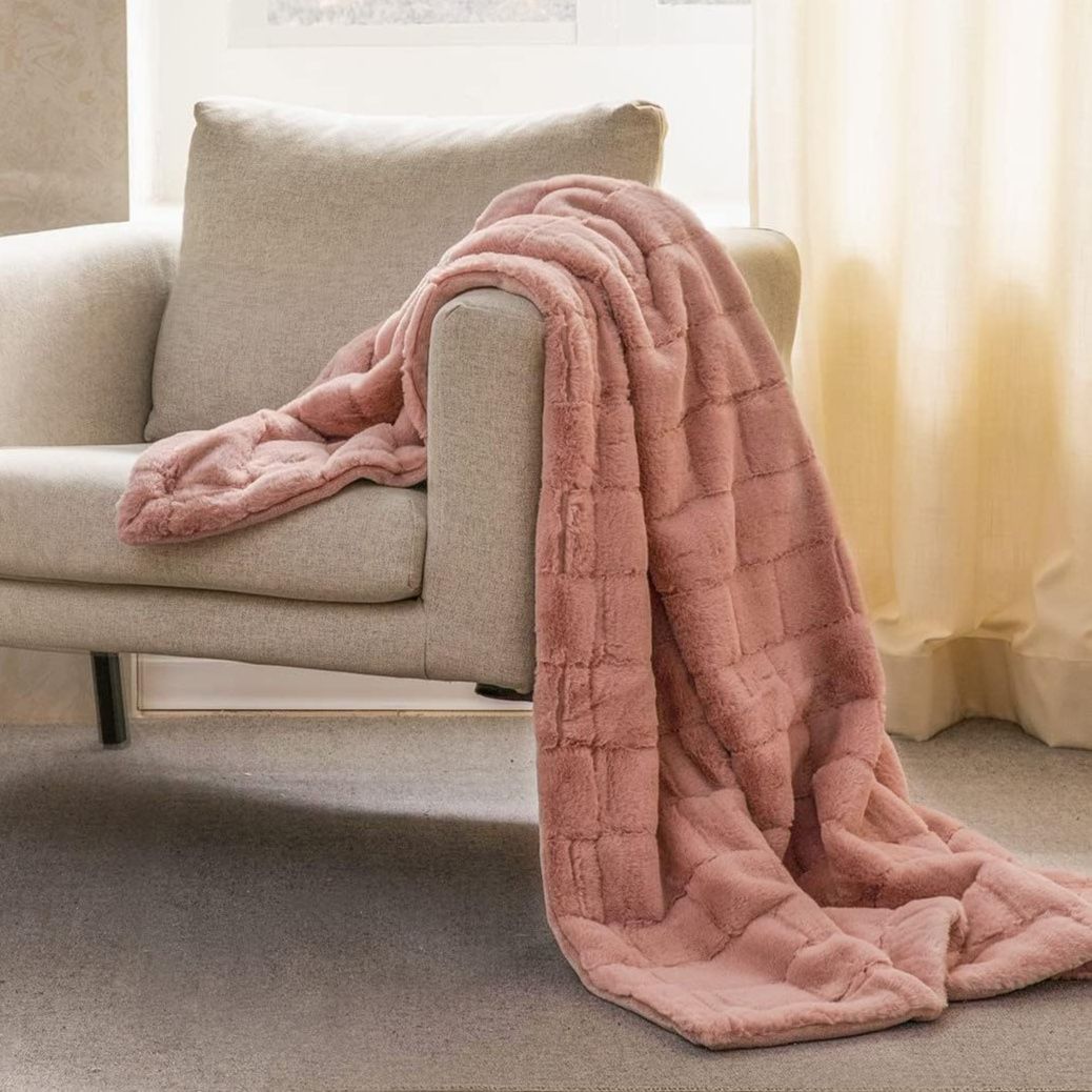 ブランケット ふんわり柔らか中綿入りロング丈着る毛布