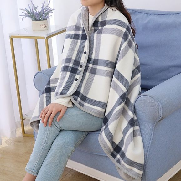 ブランケット 多機能チェック柄ショール式着る毛布