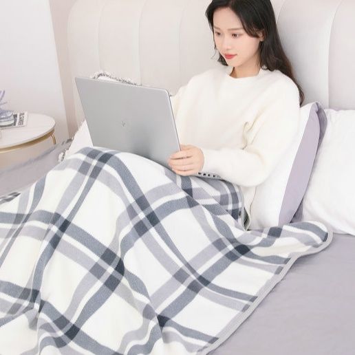 ブランケット 多機能チェック柄ショール式着る毛布