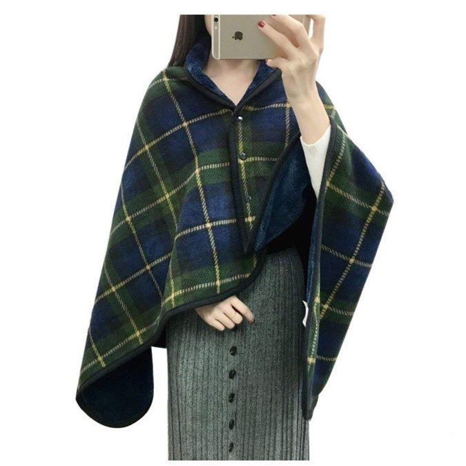 ブランケット 秋冬加厚チェック柄多機能肩掛け着る毛布
