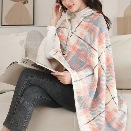 ブランケット 秋冬加厚チェック柄多機能肩掛け着る毛布