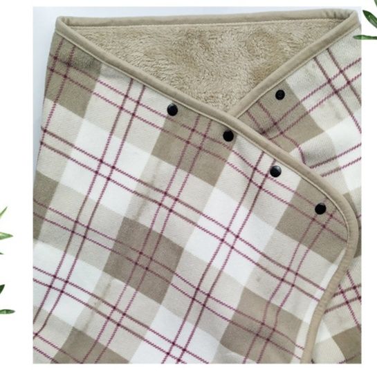 ブランケット クラシックチェック柄ボタン付き着る毛布