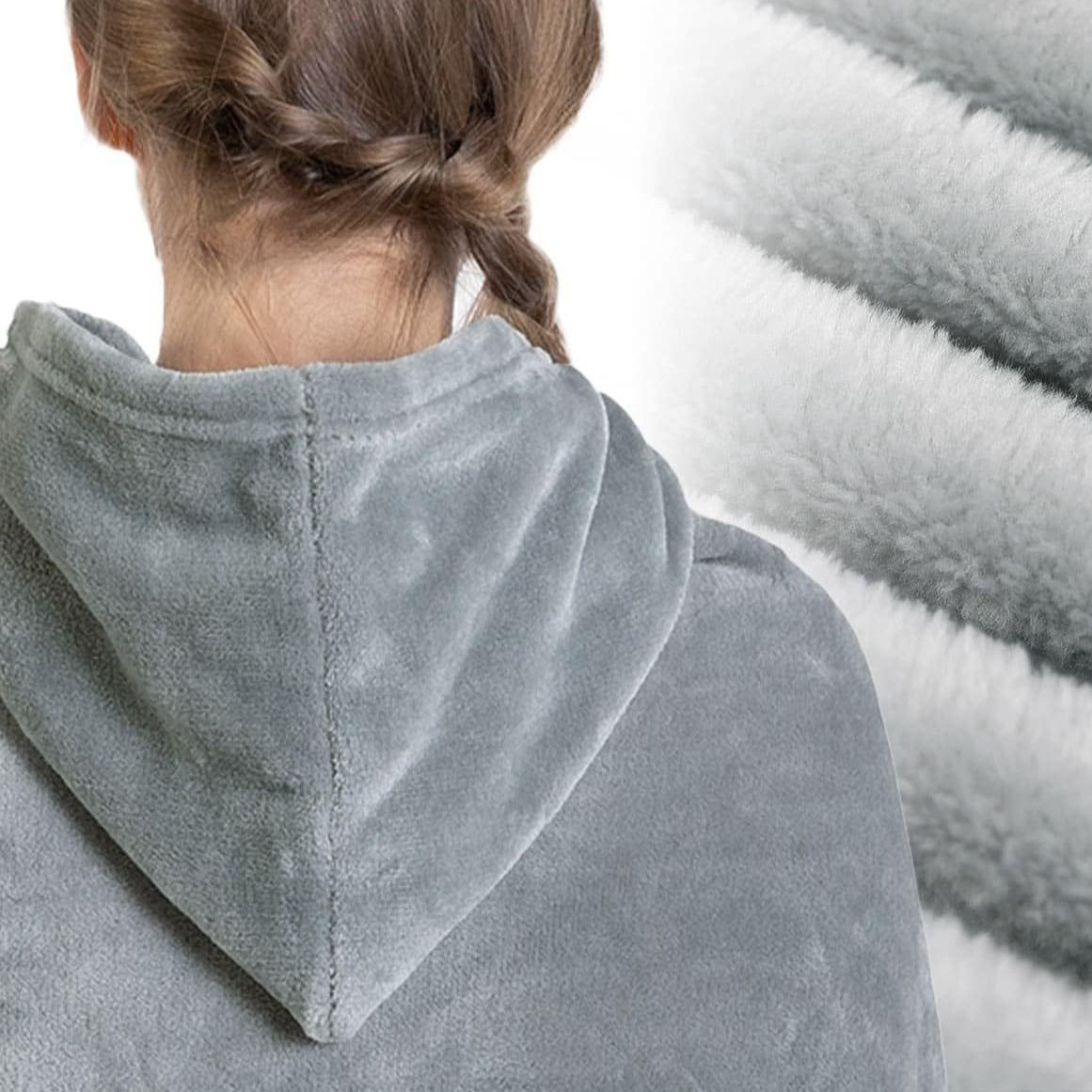 ブランケット フード付きロング丈ボタン式着る毛布