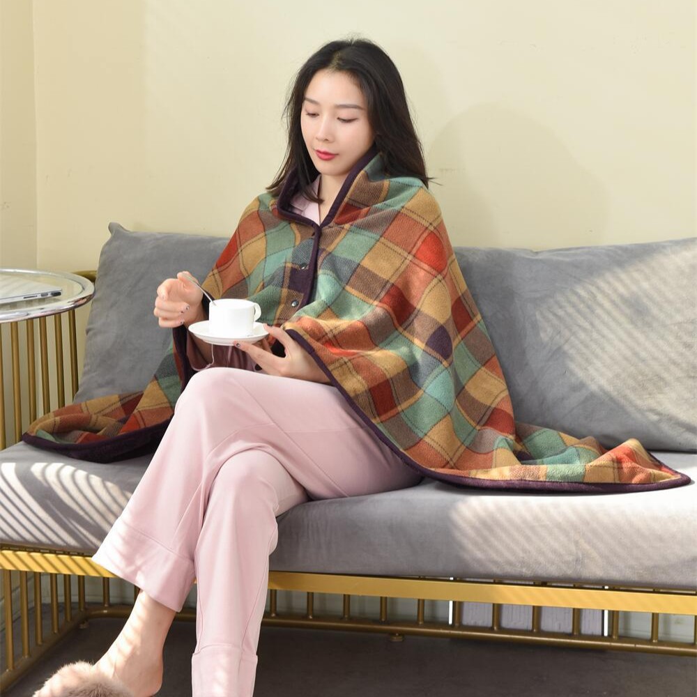ブランケット 秋冬加厚チェック柄多機能肩掛け着る毛布