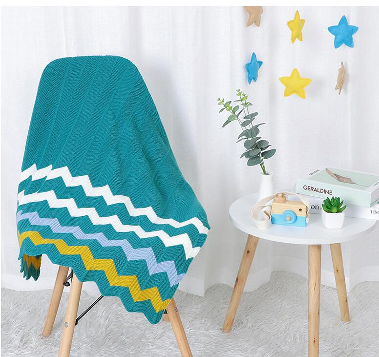 ブランケット かわいい波模様編み毛布 赤ちゃん子供用ひざ掛け