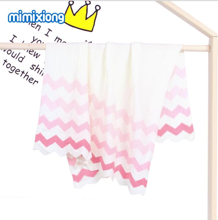 ブランケット かわいい波模様編み毛布 赤ちゃん子供用ひざ掛け