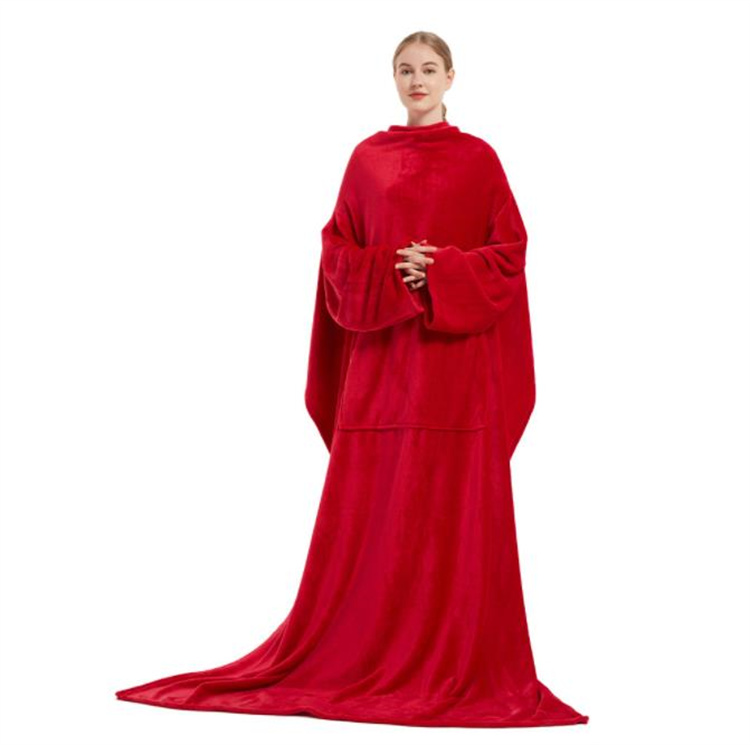 ブランケット 着る毛布 袖付き ロング丈 多機能 暖かい テレビ鑑賞用