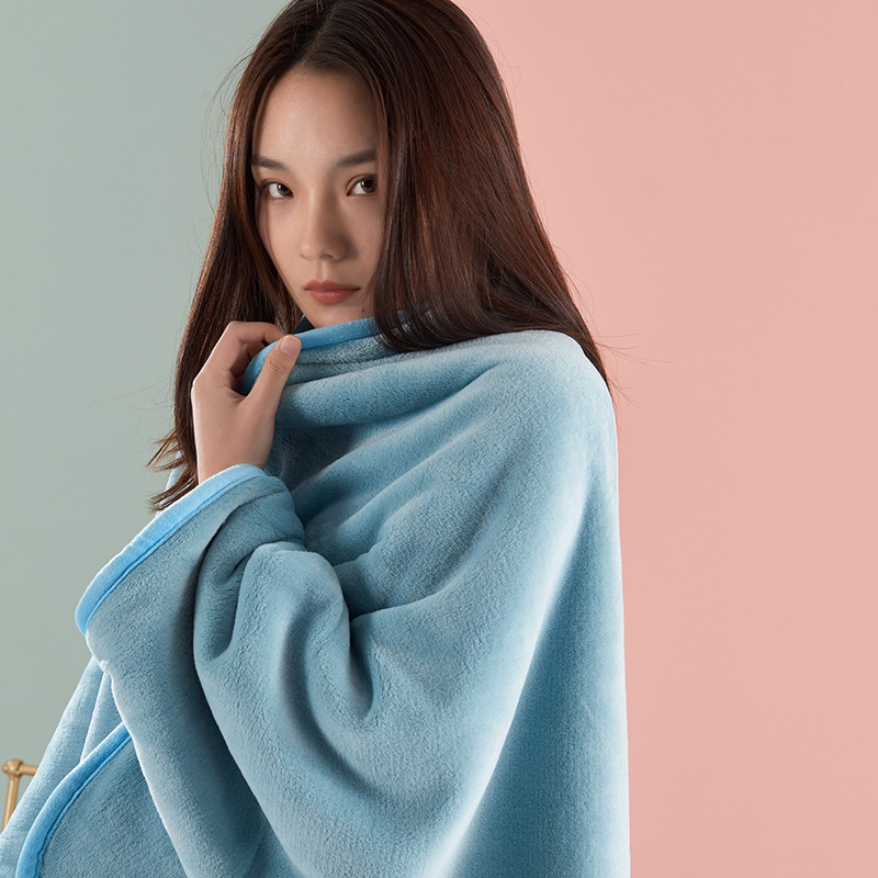 ブランケット もこもこボア裏地フード付き着る毛布