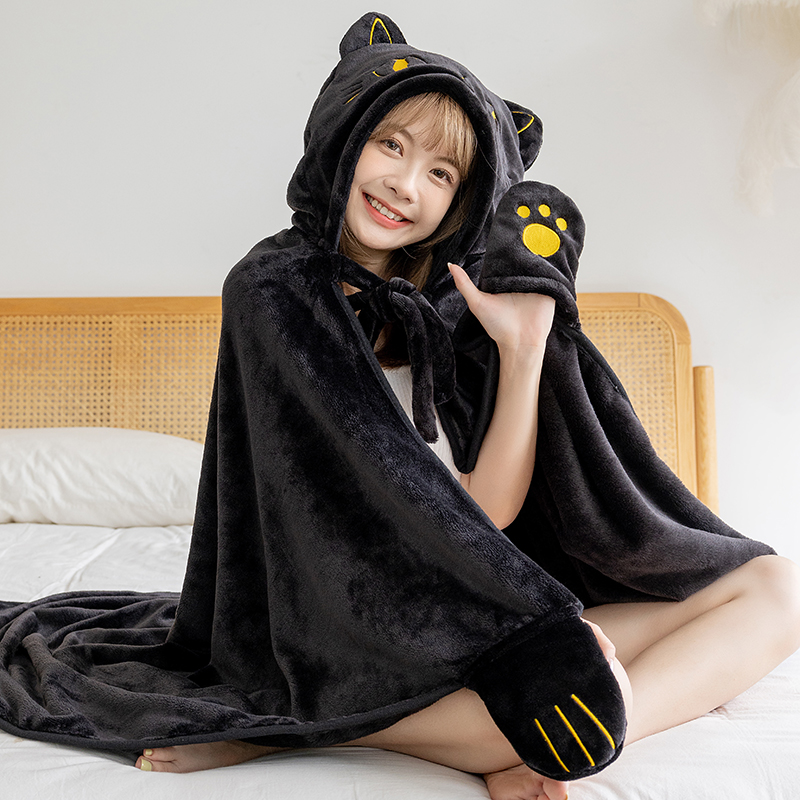 ブランケット もこもこ動物フード着る毛布