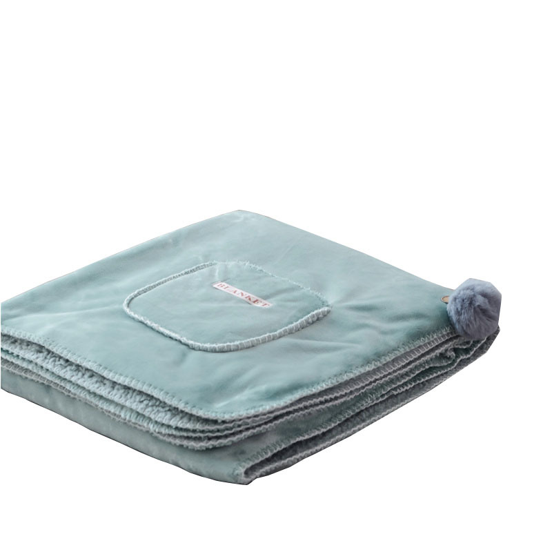 ブランケット もこもこ襟付きポケット付き着る毛布