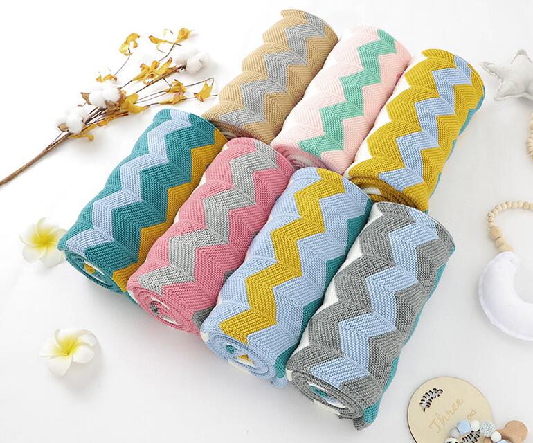 ブランケット かわいい波模様編み毛布 赤ちゃん子供用ひざ掛け