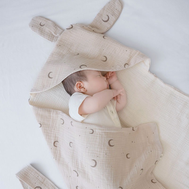 かわいい赤ちゃん用おくるみ薄手綿ガーゼブランケット