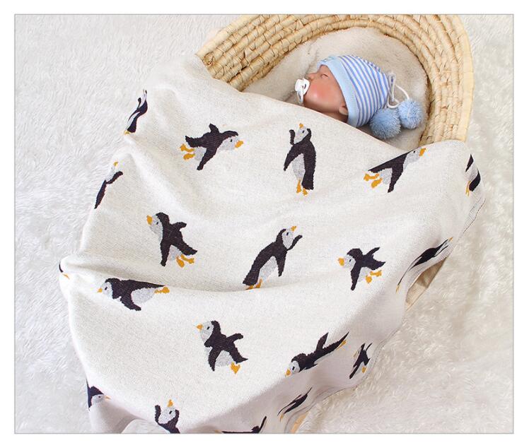 ブランケット かわいいペンギン柄毛布 赤ちゃん子供用編み物ひざ掛け