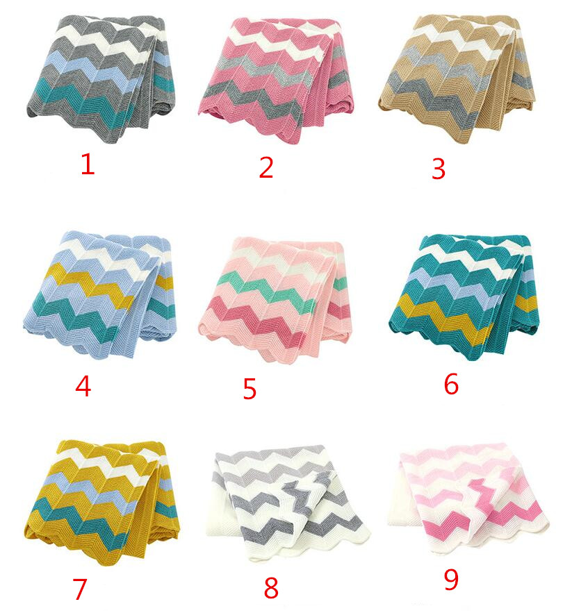 ブランケット かわいい波模様編み毛布 赤ちゃん子供用ひざ掛け