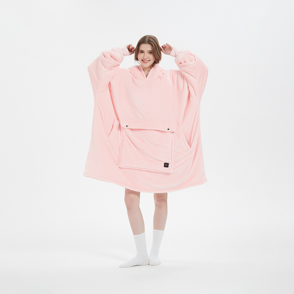 ブランケット 大容量ポケット付きフード襟ゆったり着る毛布
