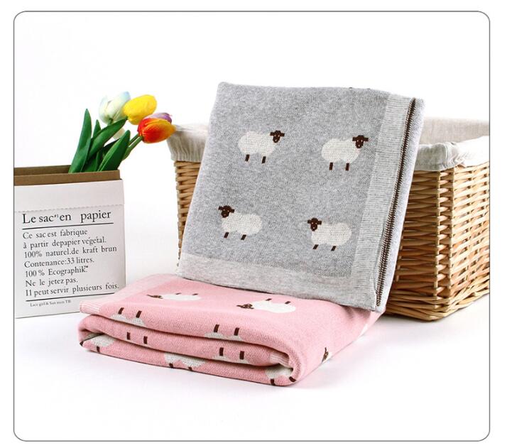 ひつじ柄編み毛布 赤ちゃん用ブランケット