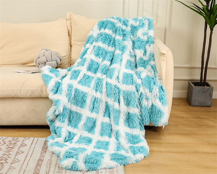 ソファ用ふわふわ毛足長ブランケット冬用二層構造贈り物