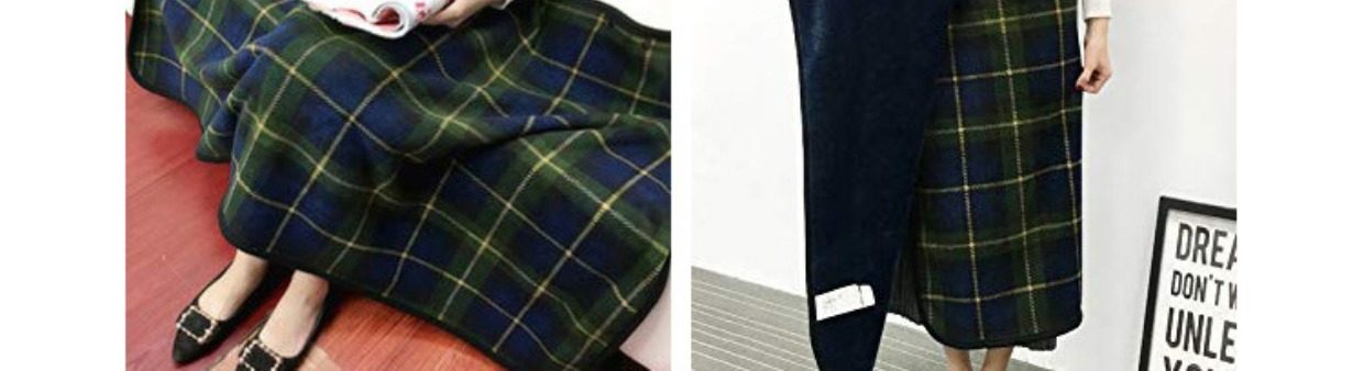 ブランケット 格子柄ふんわり肩掛けブランケット着る毛布