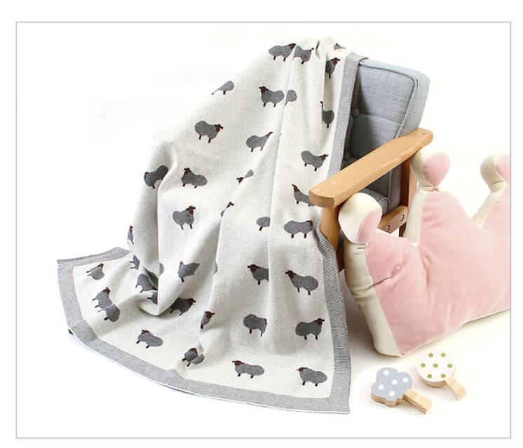 ひつじ柄編み毛布 赤ちゃん用ブランケット