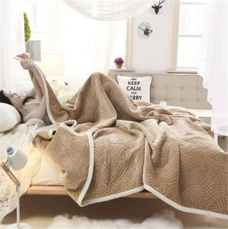 かわいい冷房対策ブランケット 厚手キルト生地 肌触り優しい毛布