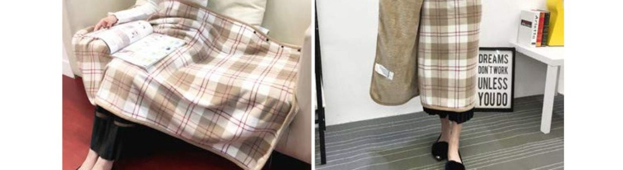 ブランケット 格子柄ふんわり肩掛けブランケット着る毛布