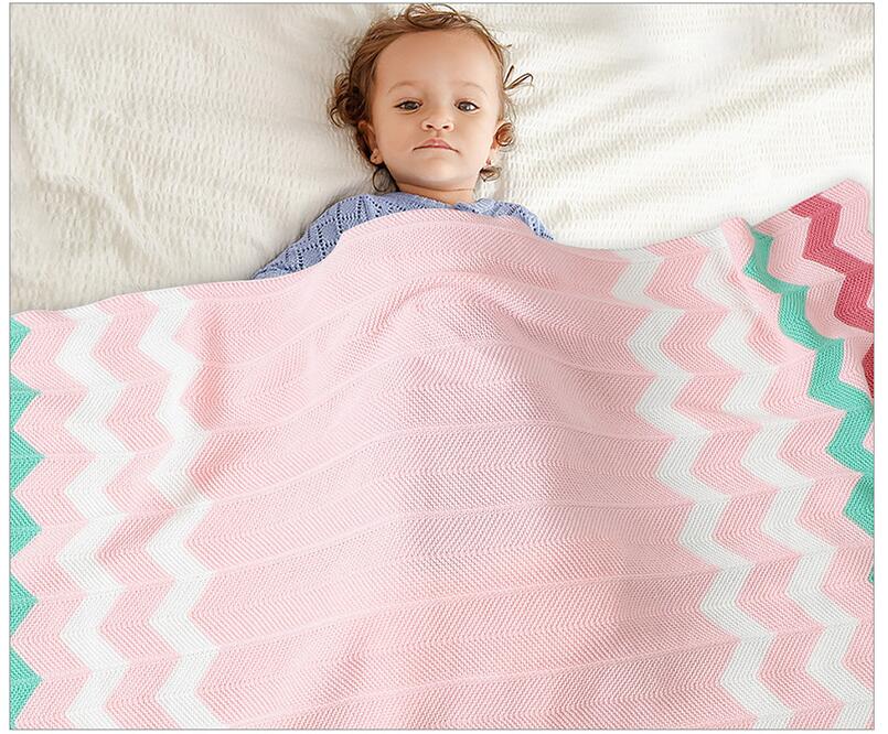 ブランケット かわいい波模様編み毛布 赤ちゃん子供用ひざ掛け