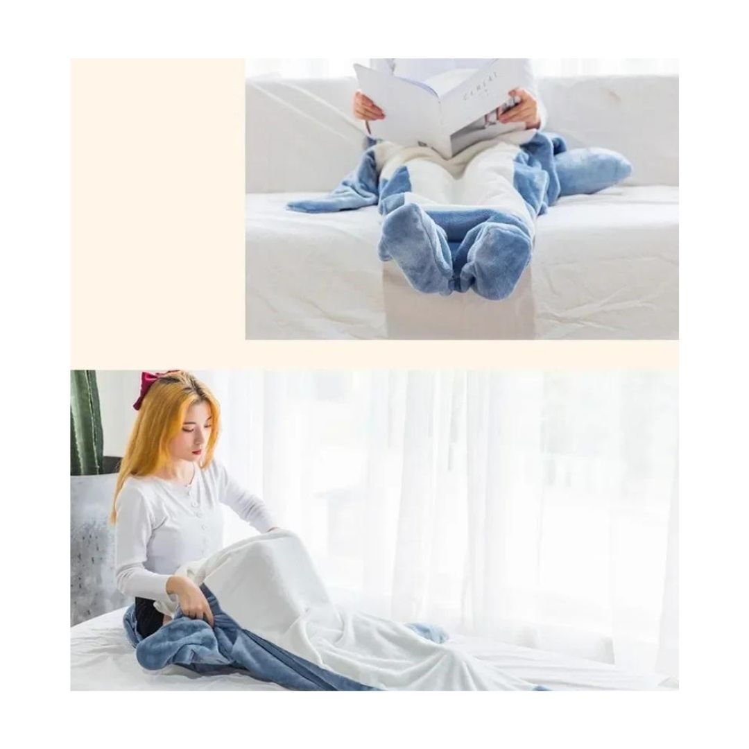 鮫着ぐるみ着る毛布 全身すっぽり寝袋ブランケット