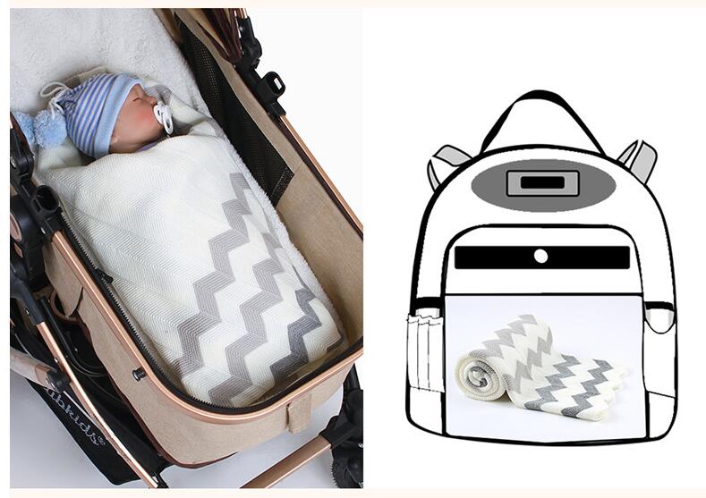 ブランケット かわいい波模様編み毛布 赤ちゃん子供用ひざ掛け