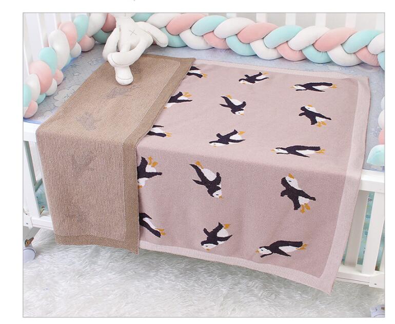 ブランケット かわいいペンギン柄毛布 赤ちゃん子供用編み物ひざ掛け