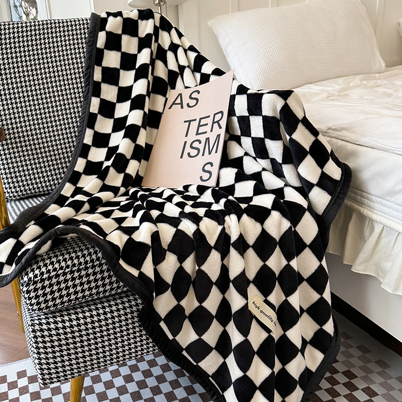 ブランケット 市松模様の暖かいブランケット