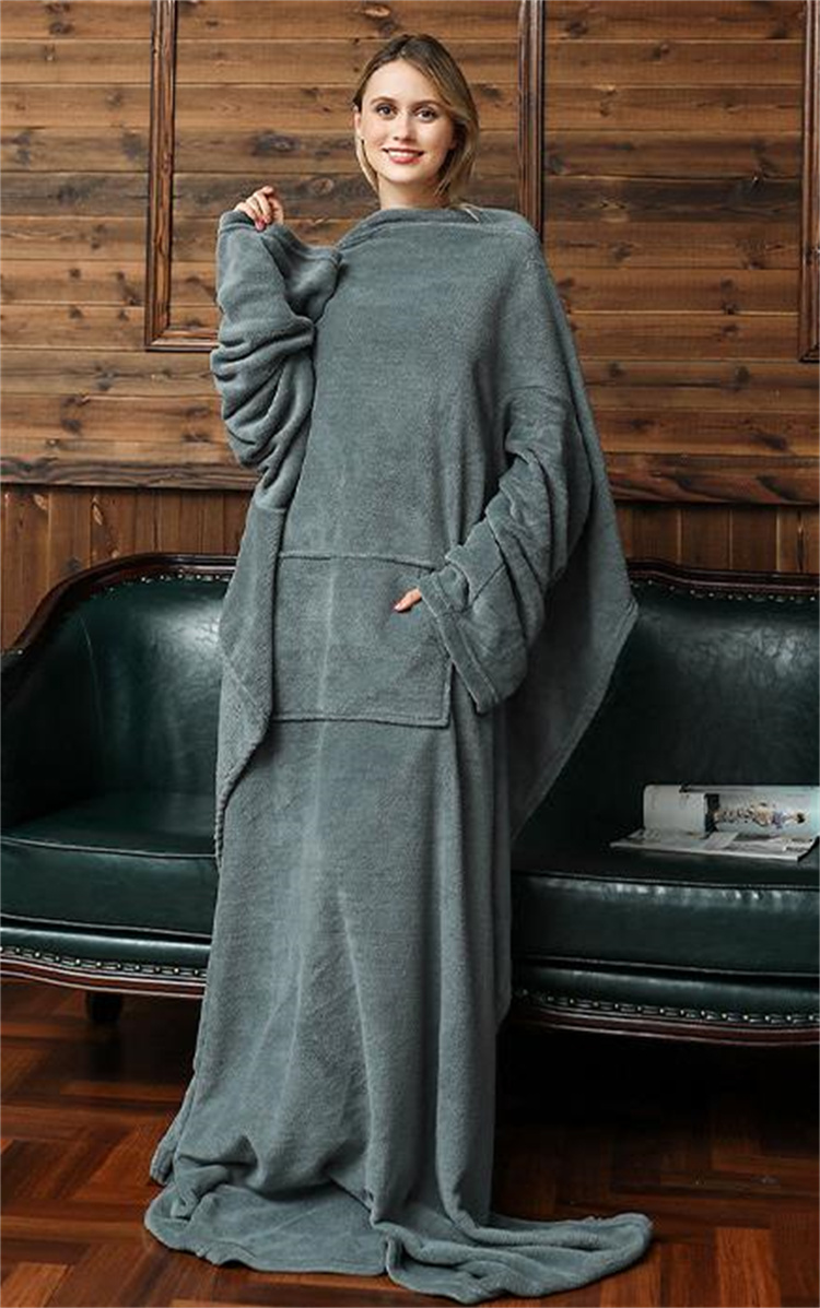 ブランケット 着る毛布 袖付き ロング丈 多機能 暖かい テレビ鑑賞用