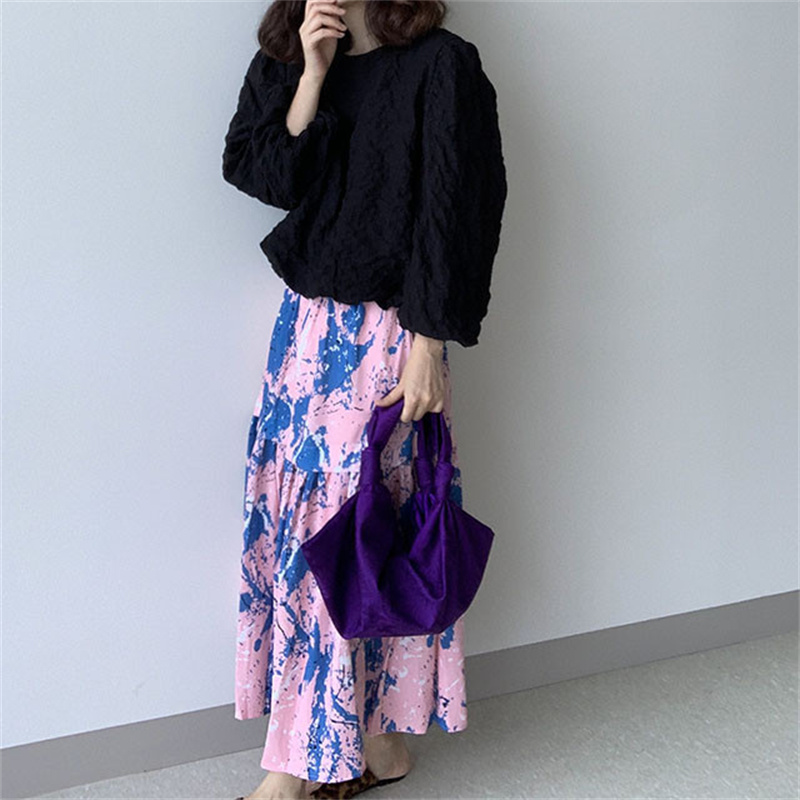 フリル白ブラウス パフスリーブ レディース 韓国風 上品