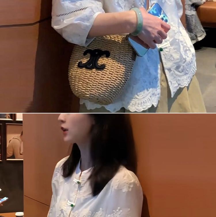 白ブラウス 花刺繍チャイナ風レースブラウス