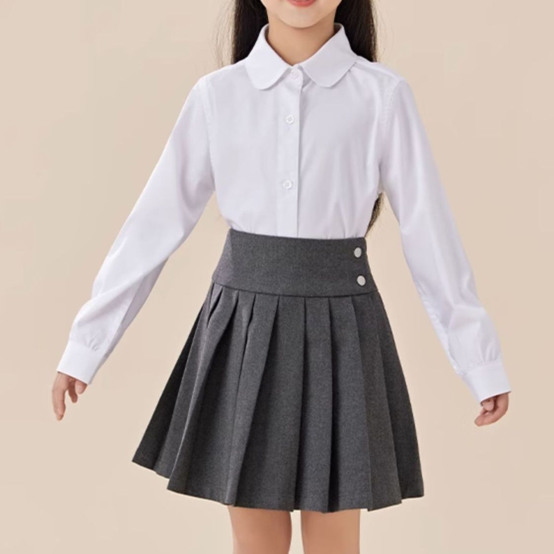 白ブラウス 子供用丸襟フォーマルブラウス