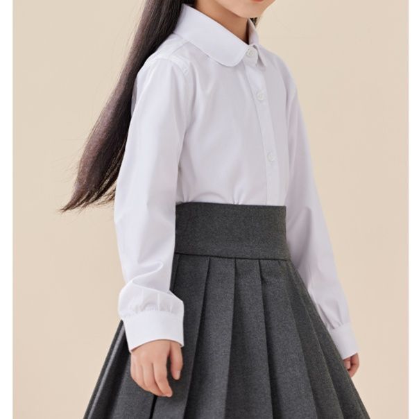 白ブラウス 子供用丸襟フォーマルブラウス