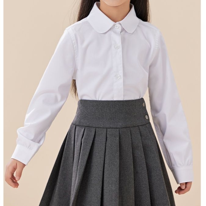 白ブラウス 子供用丸襟フォーマルブラウス