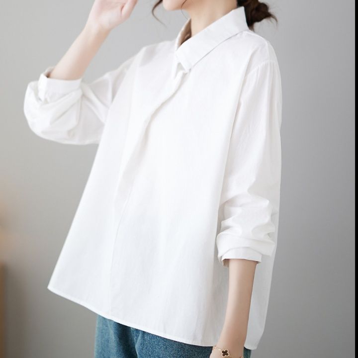 白ブラウス ゆったりシルエット清楚ブラウス