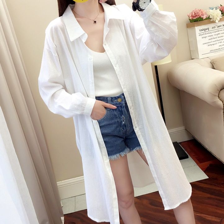 白ブラウス 清涼ロングシルエットチュニック
