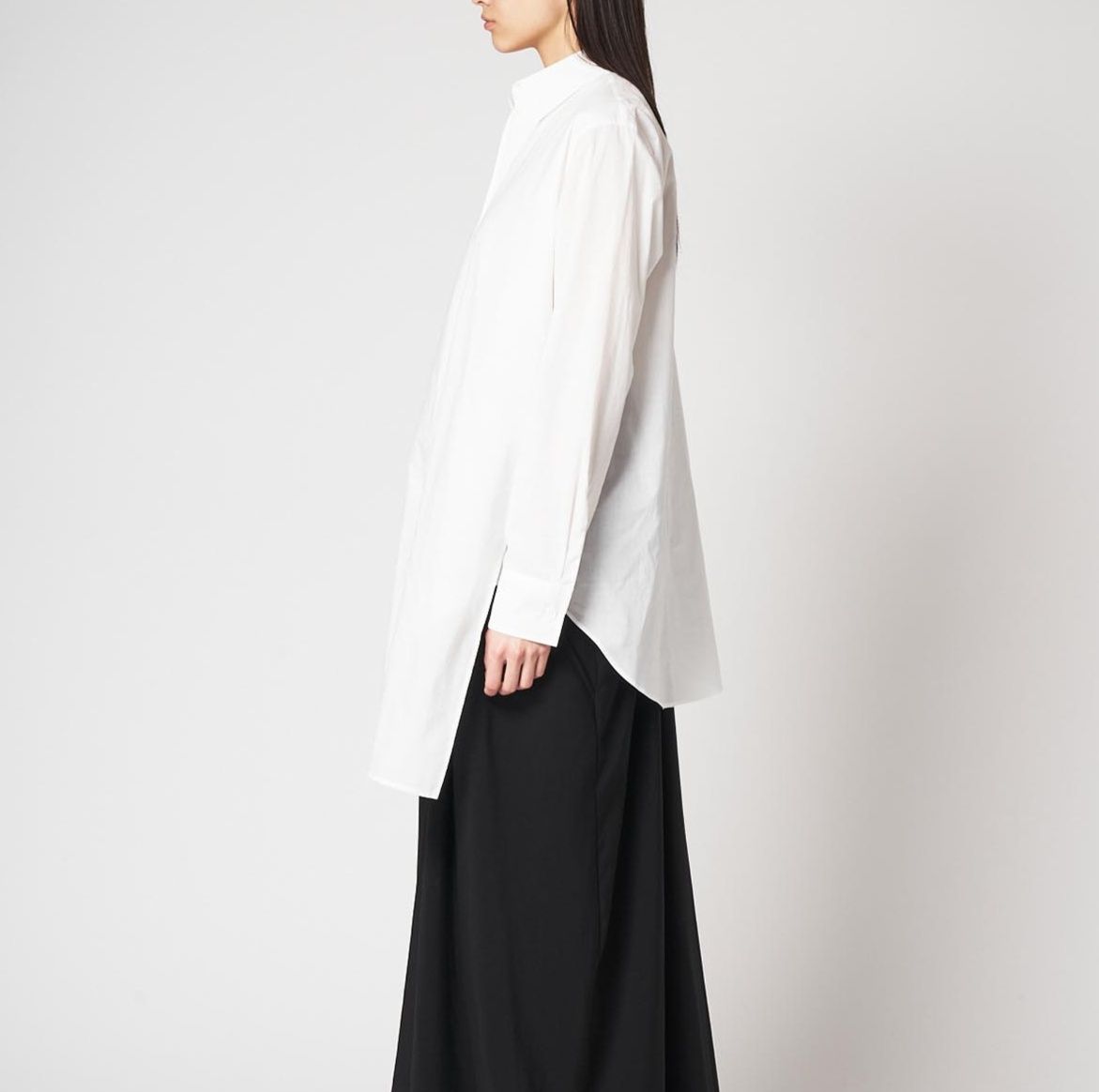 白ブラウス 上質ロングシルエットチュニック