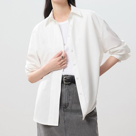 白ブラウス 優美ゆったりシルエットブラウス