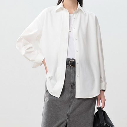 白ブラウス 優美ゆったりシルエットブラウス