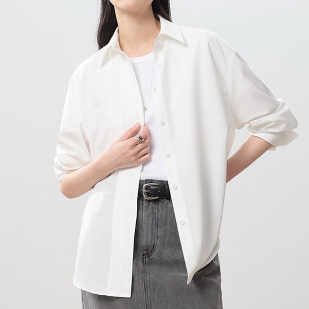 白ブラウス 優美ゆったりシルエットブラウス