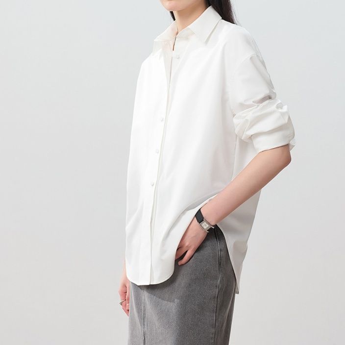 白ブラウス 優美ゆったりシルエットブラウス
