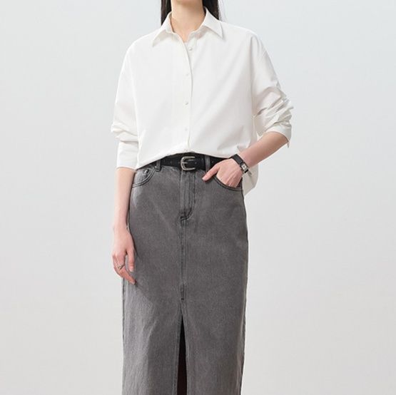 白ブラウス 優美ゆったりシルエットブラウス