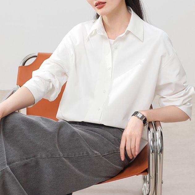白ブラウス 優美ゆったりシルエットブラウス