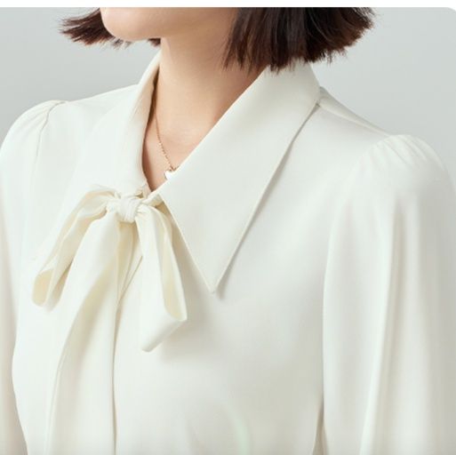 白ブラウス 優美リボンタイ ブラウス